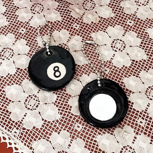 BINAMADE Ceramic 8-Ball Mirror Keychain